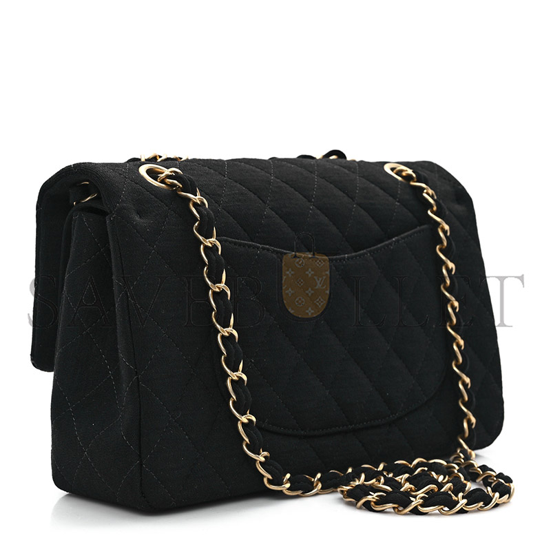 Ch*el jersey quilted medium double flap black (25*17*7cm)
